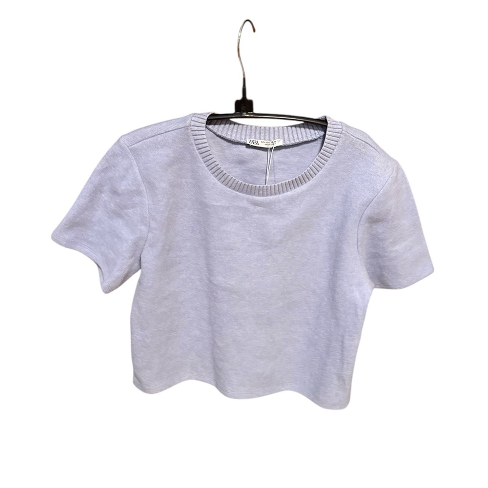 Zara Light Gray Short Sleeve Top (NWT) (Size: Large)